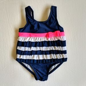 carter's striped tiered ruffle one piece swimsuit 6-9 months baby girl